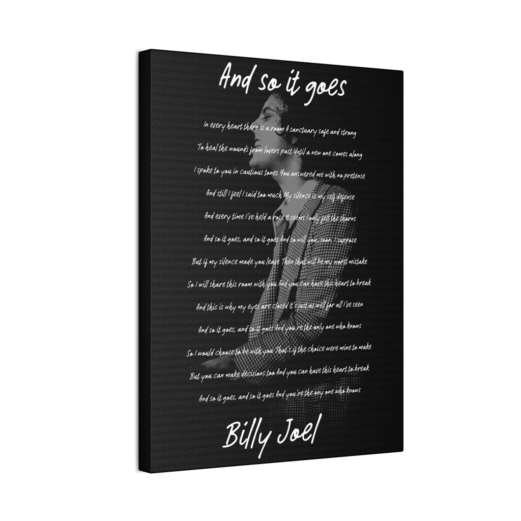Billy Joel "And So It Goes Lyrics" 12"x16" Canvas