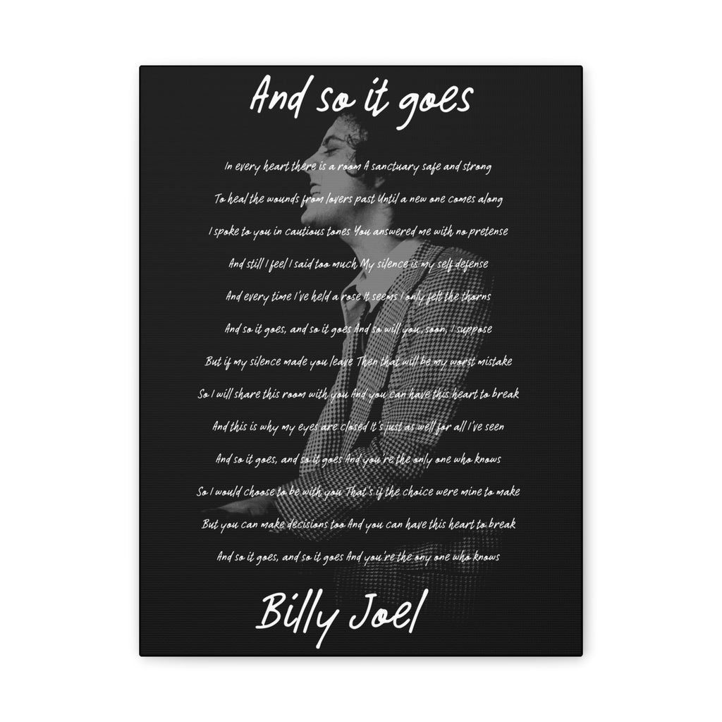Billy Joel "And So It Goes Lyrics" 12"x16" Canvas