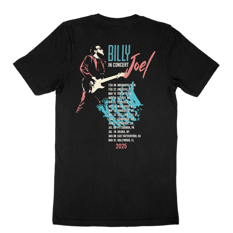Billy Joel "In Concert Guitar 2025 Itinerary" T-Shirt