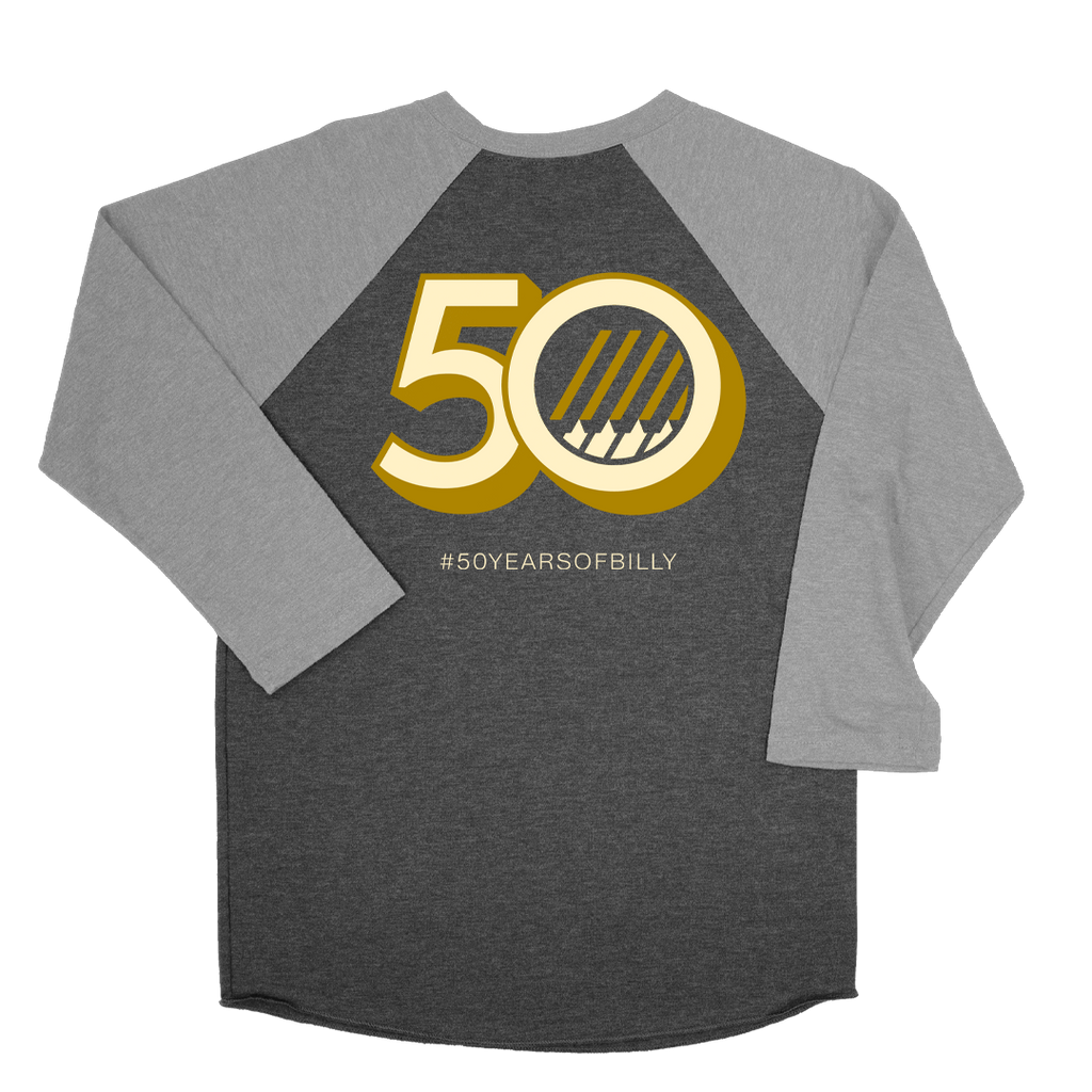 Billy Joel Black/Grey Raglan, 50 Years